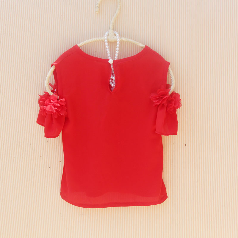 2018 Estate 3-15 Anni Del Bambino Del Bambino Adolescente Ragazze Camicetta Bambini Vestiti In Chiffon, Fiori School Girl Tops Shirt Per bambini JW3773