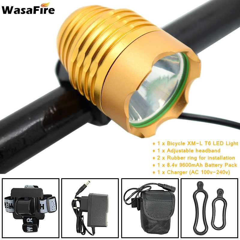 WasaFire Bicycle Light XML T6 Bike Light Night Safety Warning Headlight Cycling LED Flashlight Lanterna + 18650 Battery +Charger: Type G2 as picture