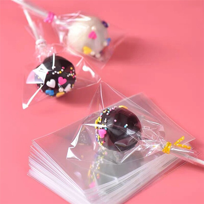 100 stks/pak Cake Pop Lollipop OPP Verpakking Tassen Bakken Voedsel plastic zak Koekjes Chocolade Pop Pak Zakken Clear Taart Tools