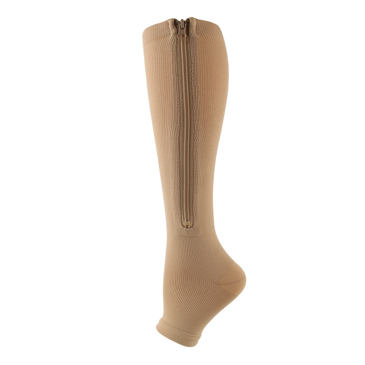 HYSAIXIA Calzini a compressione Calzini compressivi a pressione per polpaccio con cerniera Open-toe Tinta unita Uomo Donna Non coprire le dita dei piedi Calzini con zip: XXL / Cielo Blu