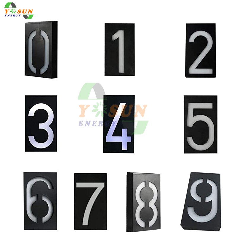 Yosun Solar Light House Number Door Plate Digital Solar Light LED Address Signs Door Number Digits Wall Mount Number
