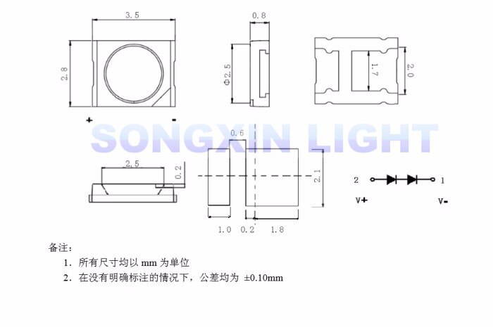 50PCS JUFEI LED Backlight 1210 3528 2835 1W 6V 96LM Cool white LCD Backlight for TV TV Application 01.JT.2835BPWS2-C
