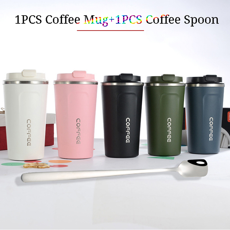 380/510ml 304 rostfria kaffemuggar tumblers kopp med lock vakuumisolering kaffe resemuggar bil termoskopp drickskopp