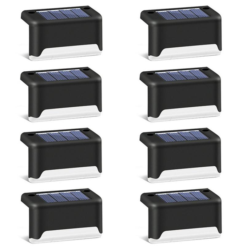 Luces Led solares de exterior de 8/4/1 Uds., luces de paso a prueba de agua, lámpara Solar de valla para Patio, escaleras, luz Solar de jardín: Black 8PC