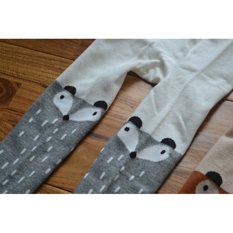 kreskówka Słodki niemowlę Dzieci małe dzieci dziewczyny skarpety robić kolan rajstopy ocieplacz na nogi pończochy lis zwierzę długie skarpetki bawełniane moda: Szary / L 5-6year
