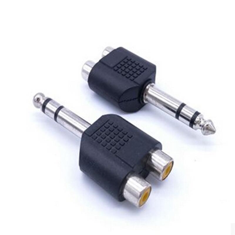10 pces 6.5mm tomada de áudio para rca soquete duplo 6.5 adaptador de microfone estéreo