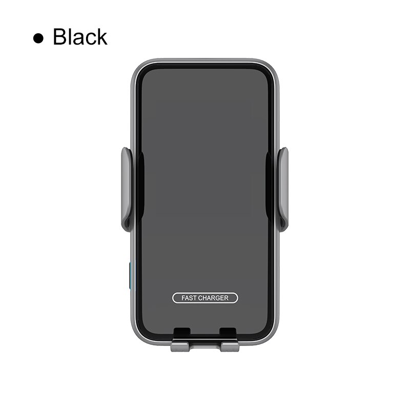Automatische Sensor Auto Snelle Draadloze Oplader Air Vent Mount Mobiele Telefoon Bracket Stand Qi Draadloos Opladen: Black