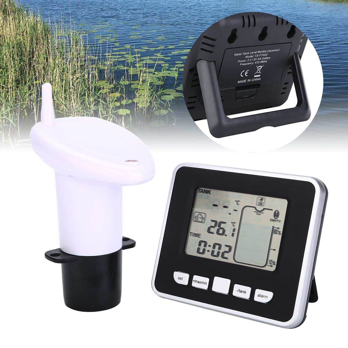 1Stck ABS Kunststoff Ultraschall Wasser Panzer eben Meter Mit Temperatur Anzeige Niedrigen Batterie Anzeige Sauerei Werkzeuge