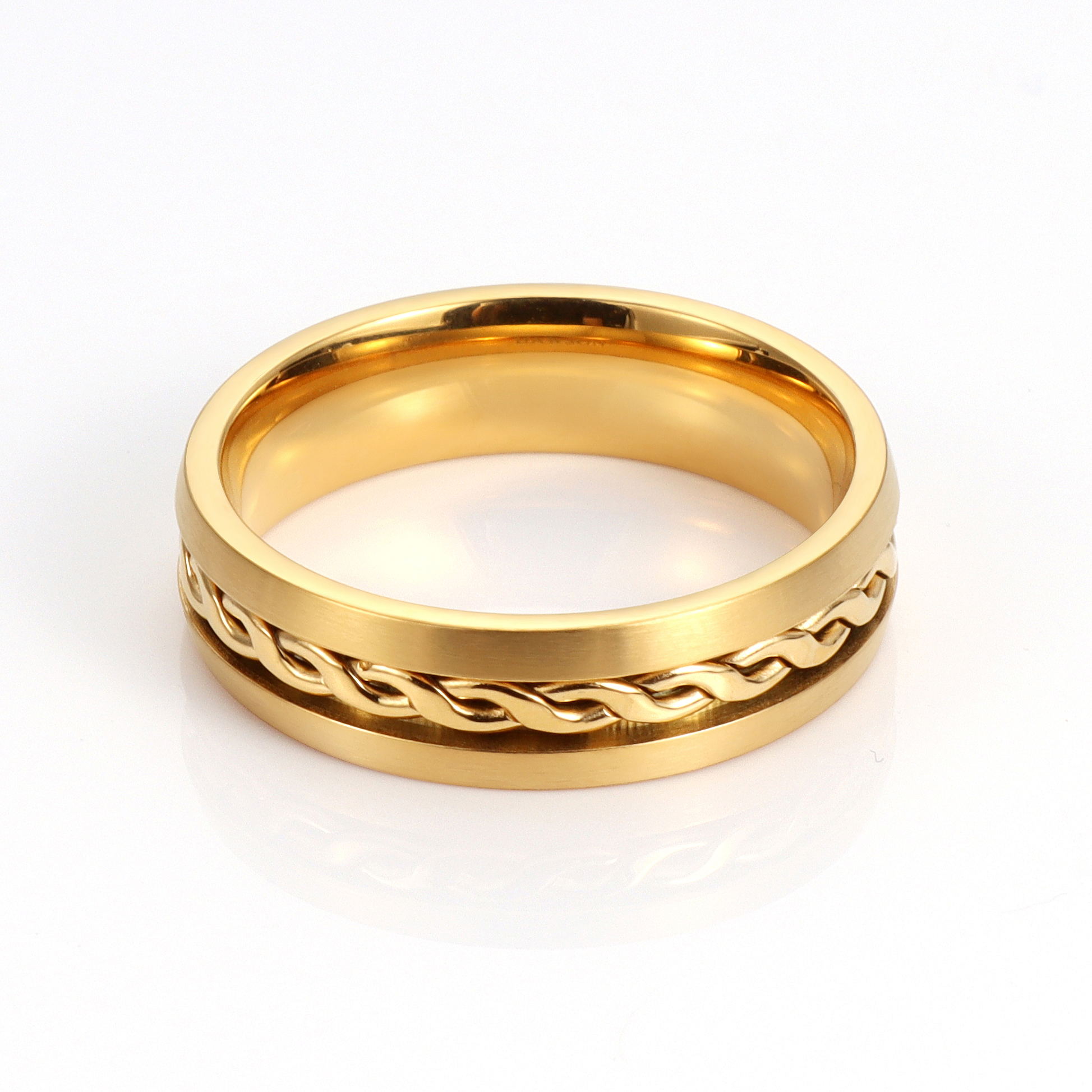 Hawson-anillo de acero inoxidable con incrustaciones de circonita para hombre, corbata biselada con borde biselado, accesorio de: Rodio plateado
