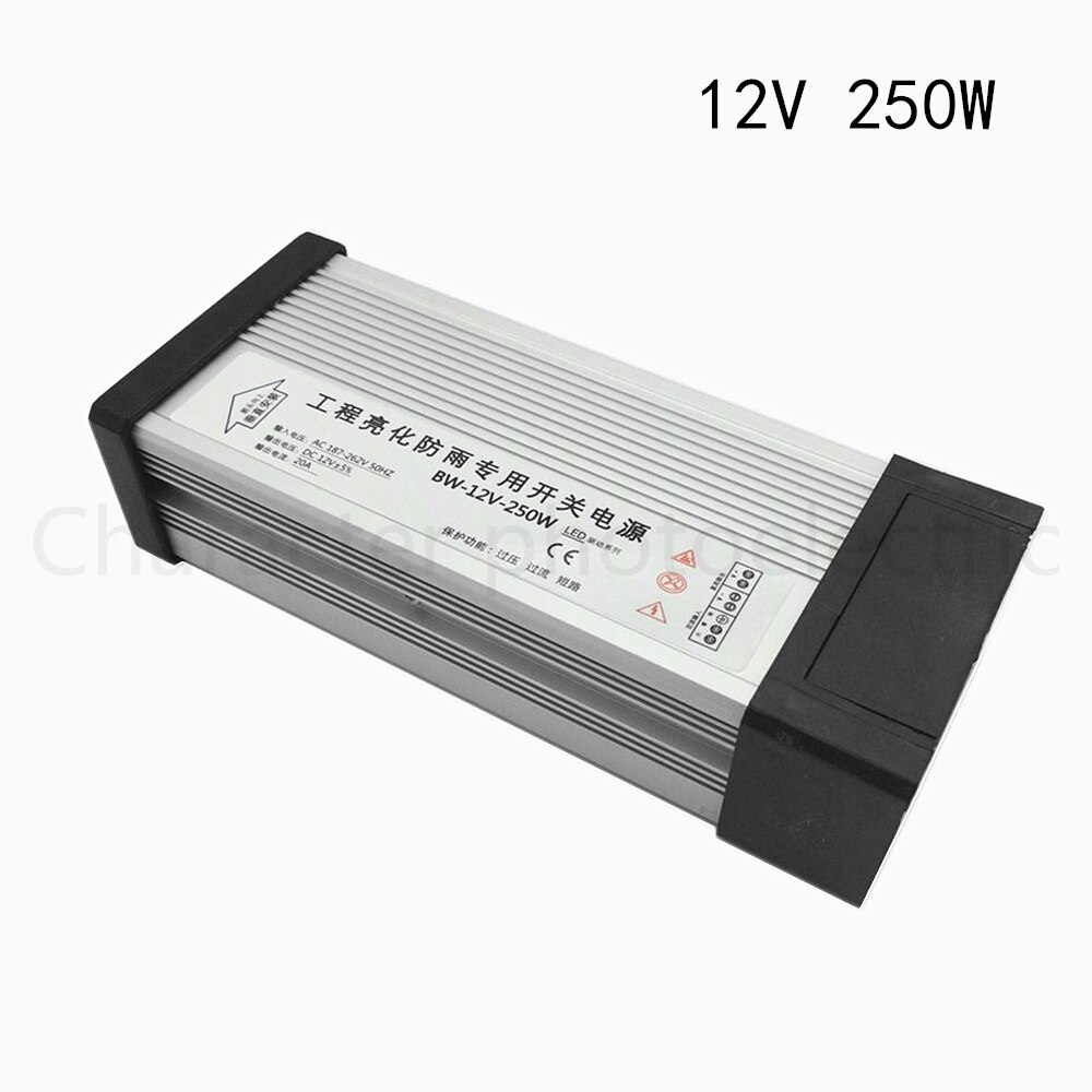 DC12V LED Outdoor Rainproof Power Supply 20.8A 250W LED Driver Lighting Transformers AC 220V 230V 240V input