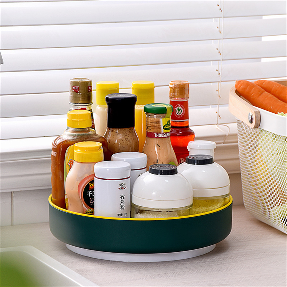 Estante giratorio de 360 ° para baño, esquinero de almacenamiento colgante, para pared, cocina, condimentos: Desk green