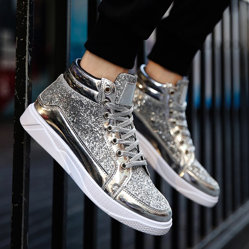 Chaussures de skate haut de gamme hommes Style coréen en plein air hommes chaussures de sport or argent rue Hip Hop Chaussure Homme baskets