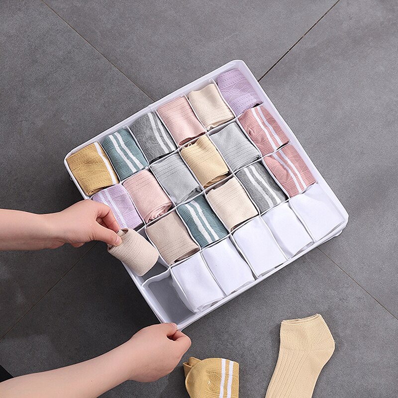 Washable Drawer Organizers Storage Box Case For Bra Ties Underwear Socks Scarf Drawer Organizers Divider Lidded Closet Organizer