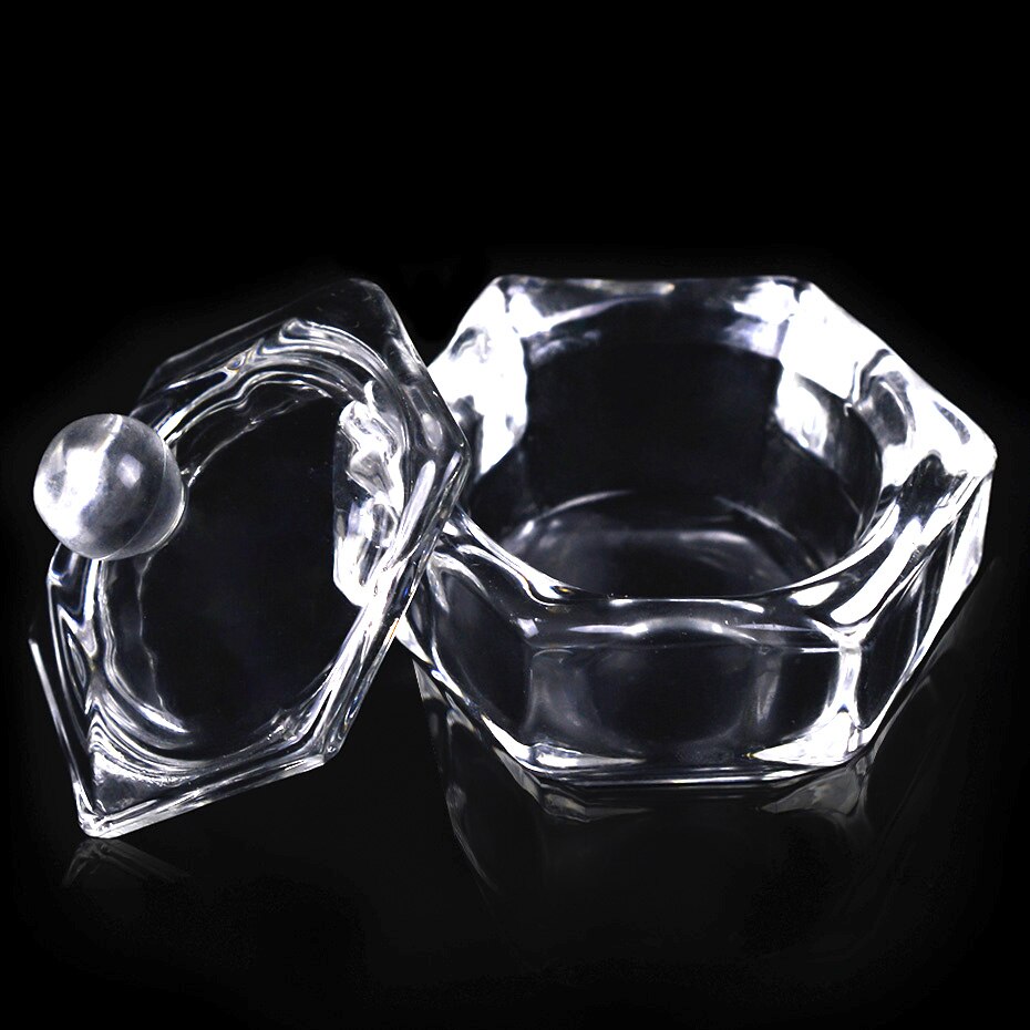 1Pc Acryl Nail Cup Clear Crystal Glass Dappenglaasje Deksel Bowl Cup Liquid Houder Container Manicure Apparatuur Nail Art tool NT024