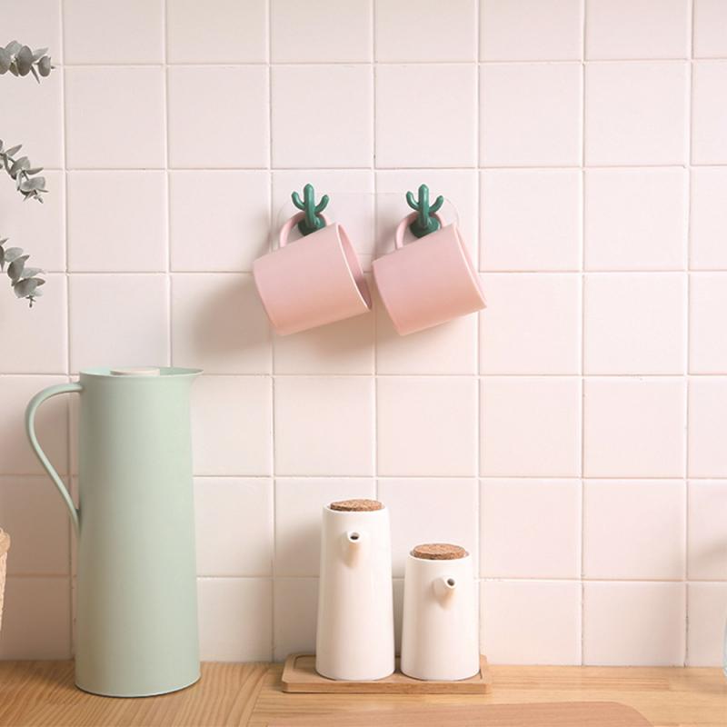 Adhesive Sticky Mount Hanger Rack Cactus Hook Wall Door Hanger Hook Coat Cabinet Towel Hook Multi-functional Hooks Durable