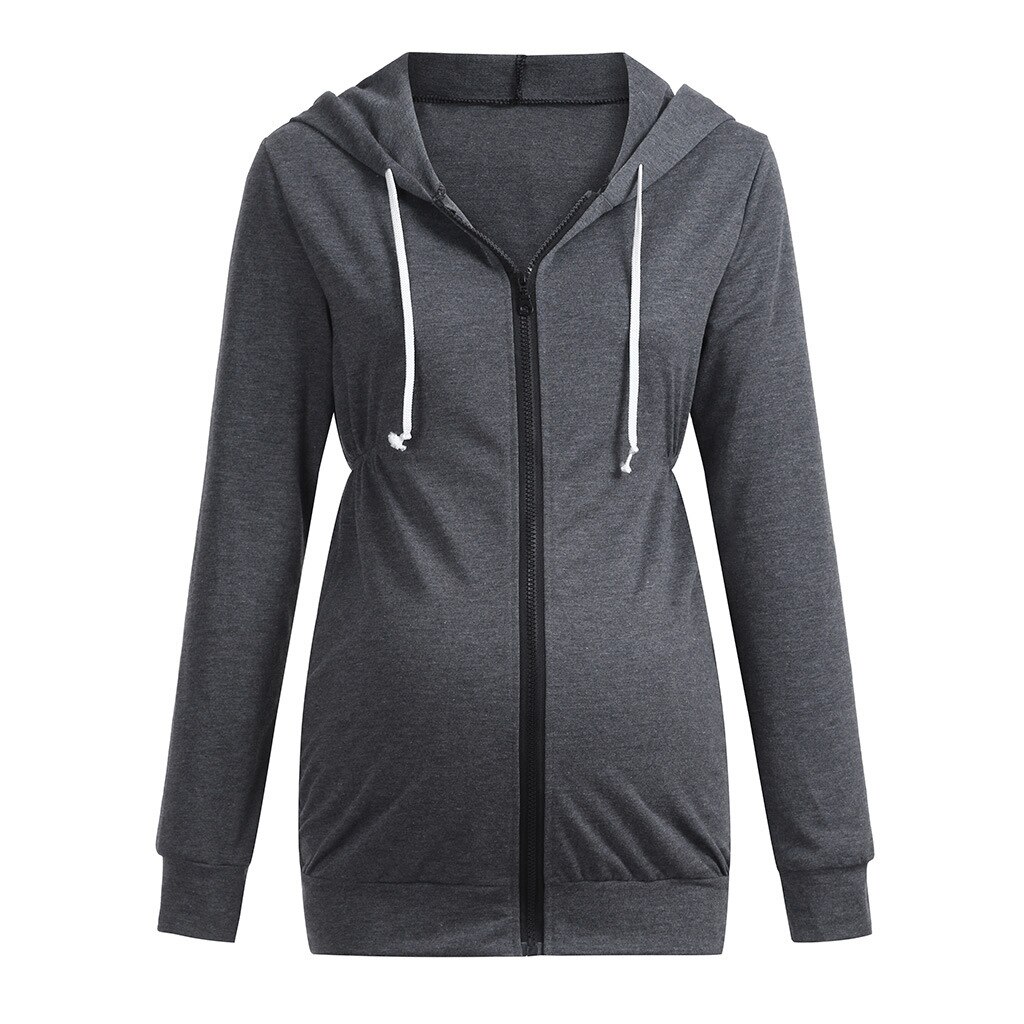 Chaqueta con capucha de maternidad para mujer, ropa de abrigo para mujer, suéter de manga larga, Color sólido, camisa para mujeres embarazadas, abrigos para embarazadas: XL