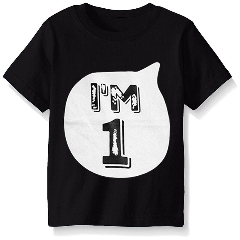 Nebworn Baby 1 2 Jaar Verjaardag T-Shirts Wit Zwart Party Wear Meisjes Jongens Tops Baby Shirt Tees voor Meisjes bebes Kleding