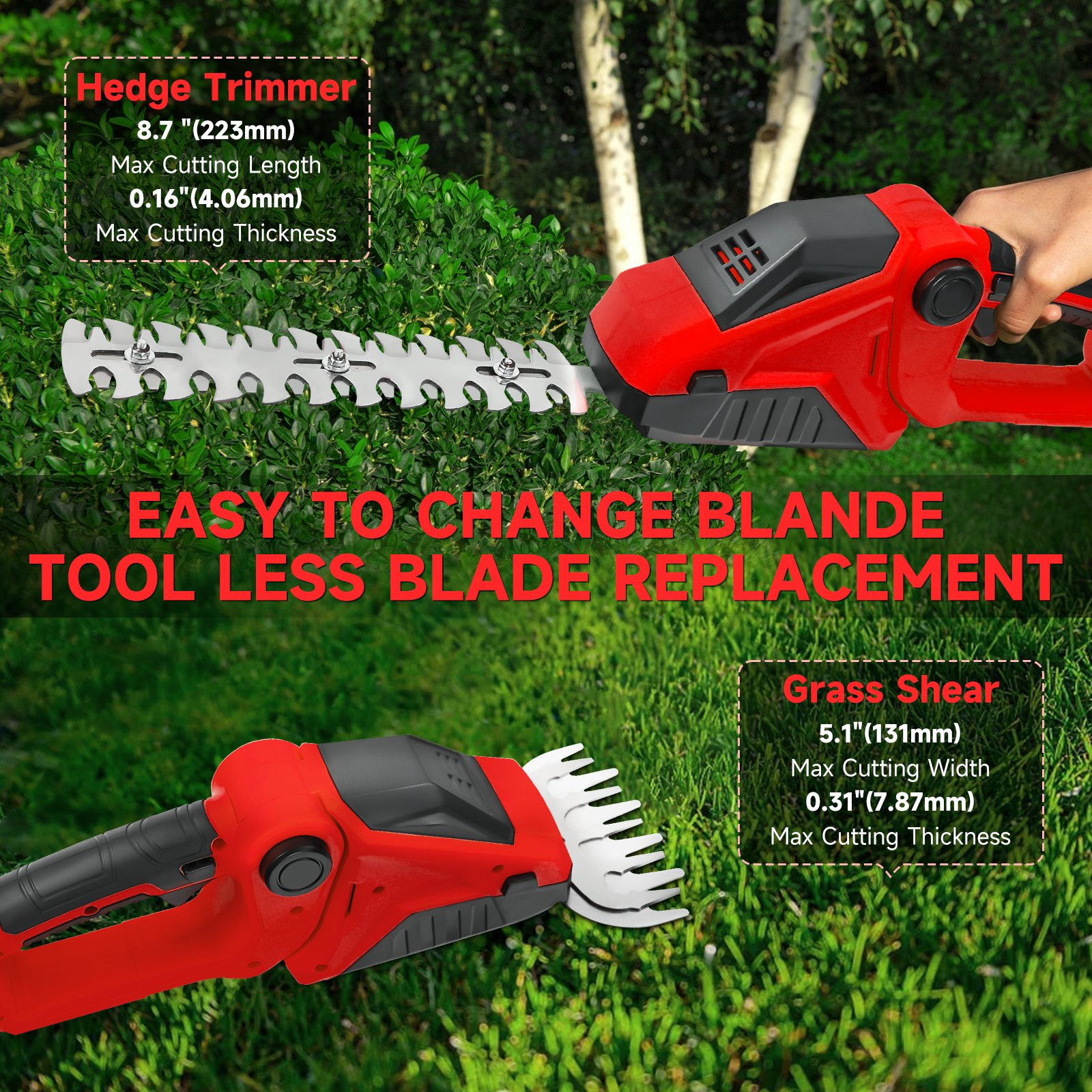 Akumulatorowe nożyce robić żywopłotu robić akumulatora Milwaukee 18 V Ręczne elektryczne nożyce robić żywopłotu 2 w 1 Nożyce robić trawy Narzędzie ogrodowe (bez akumulatora)