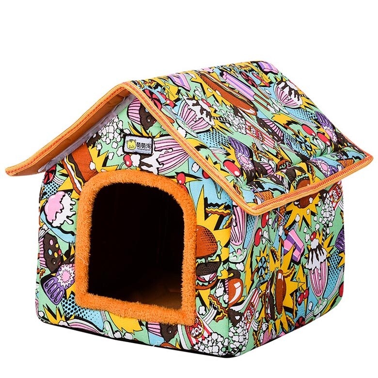 Vouwen Hond Huis Huisdier Yurt Thuis Vorm Hond Bed Voor Kleine Middelgrote Honden Puppy Kennel Kat Dieren Nest Huis Met mat Chihuahua Tent: c4 / S 33x28x35cm