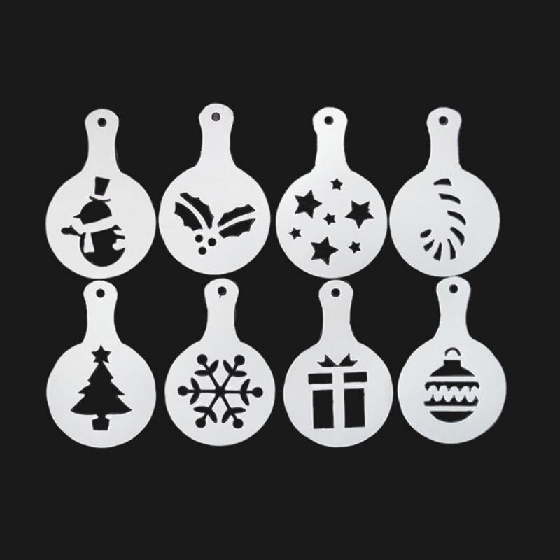 8/16 Pcs Coffee Stencils Fancy Coffee Printing Model Christmas Drawing Mold Valentines Day Drawing Template Cappuccino Mold: Christmas 8pcs