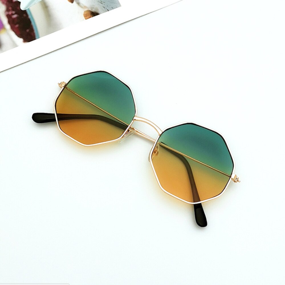 1PC nueva mujer Irregular chicas de plástico gafas de sol lentes gafas con montura metálica mujeres conductor gafas: 2