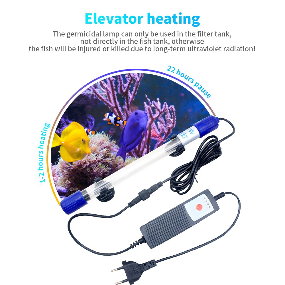 Aquarium Submersible Aquarium UV lampe germicide Quartz verre sous-marin purificateur temps stérilisateur ue/US/royaume-uni Plug animal de compagnie Supplie