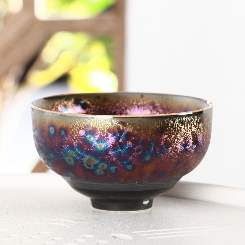 Tianmu Glaze Kiln Seven Color Peacock Tea Bowl Owner Teacup Hat Single Cup Jianzhan Meditation Cup Kung Fu Cup: B