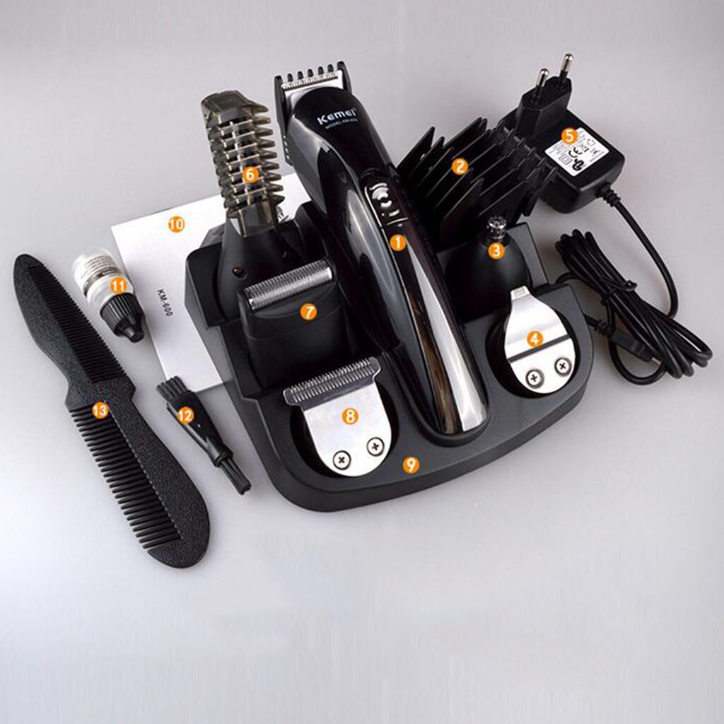 Kemei herren Elektrische Haar Haarschneidemaschine Professionelle 11 in 1 Wiederaufladbare Nase Trimmer Schneiden Pflege Maschine Rasiermesser für Männer KM 600