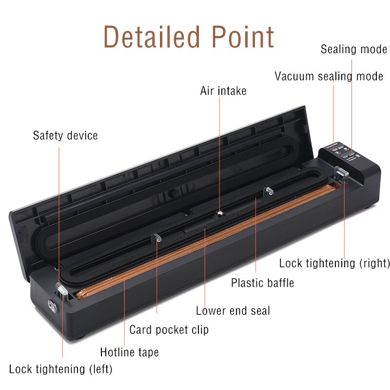 Vacuum Food Sealers Packaging Machine Home Kitchen Electric Vacuum Sealer Food Packer Food Saver Commercial Vacuum Food Sealing