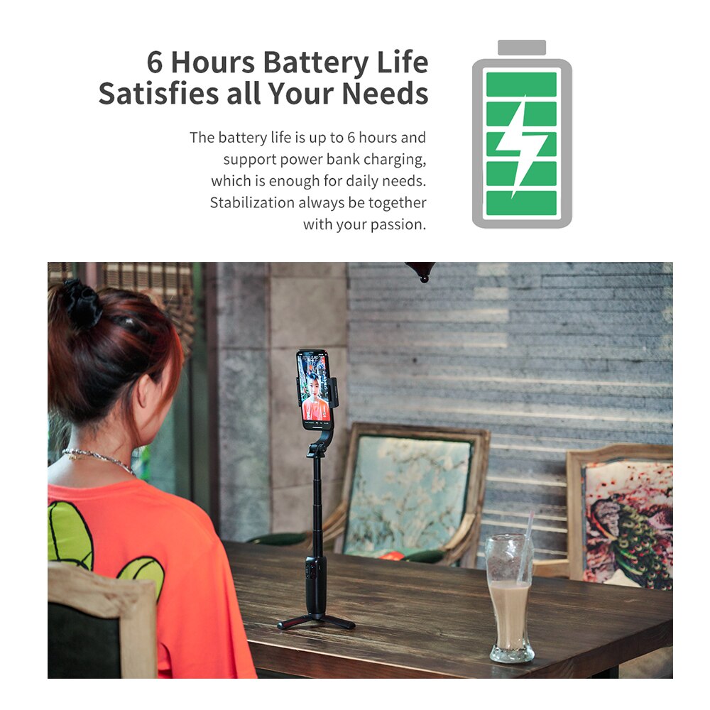 FeiyuTech Handheld Gimbal Stabilizer Foldable Single-Axis Smartphone Gimbal Stretchable Handheld Gimbal for Live Vlogging