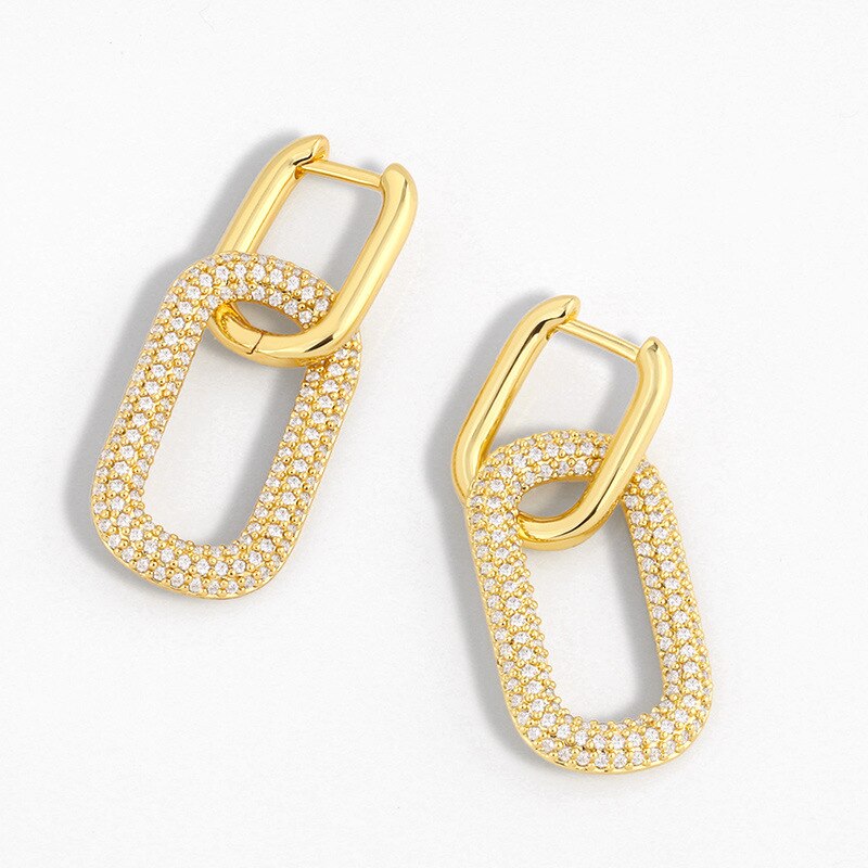 1 Pair gold geometric Oval hoop earrings punk hip hop Chain Link earings for women jewelry trend: Default Title