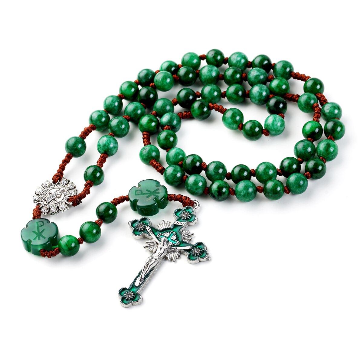 Rosary Beads Catholic Necklace Crucifix Cross Church Memorial Souvenir With Holy Pouch: F