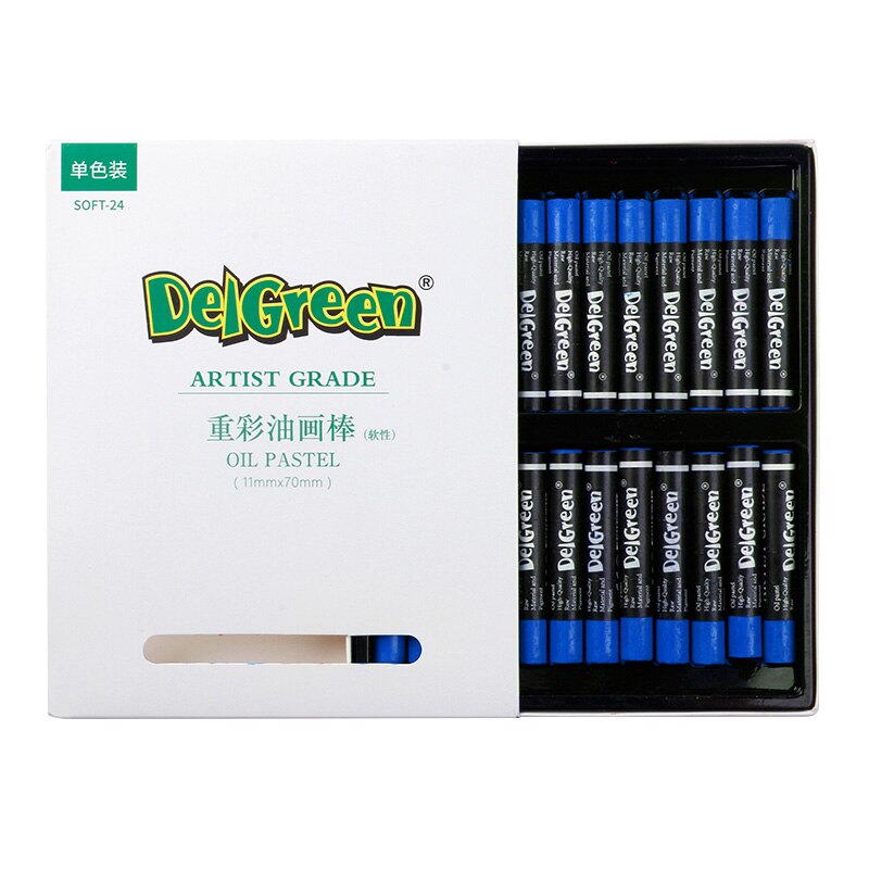 Monochrome Zware Kleurrijke Oliepastels 24 Stks/set 7 Kleuren Ronde Vorm Olie Pastel Krijt Sticks Enkele Kleur Set School Briefpapier: blue