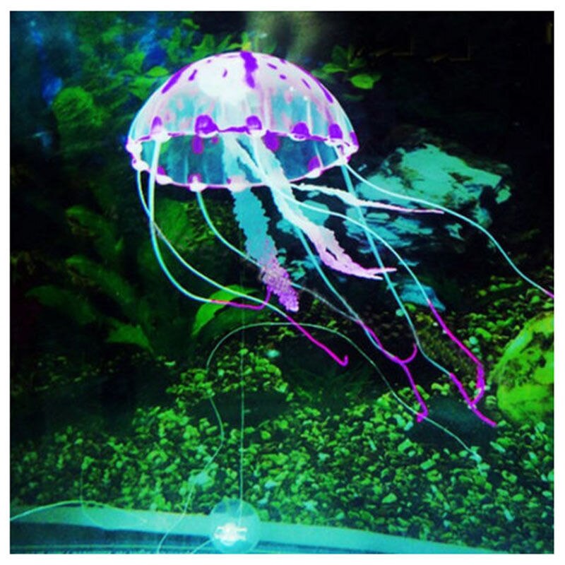 Rigtige akuarier! 5.5 "glødende effekt kunstige vandmænd til akvariefisk krukke tank ornament ornament svømme dekoration på: Lilla