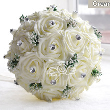 AYiCuthia Prachtige Handgemaakte Bruiloft bloemen Witte Bruidsmeisje Bruidsboeketten kunstmatige Rose Bruiloft Boeket S52