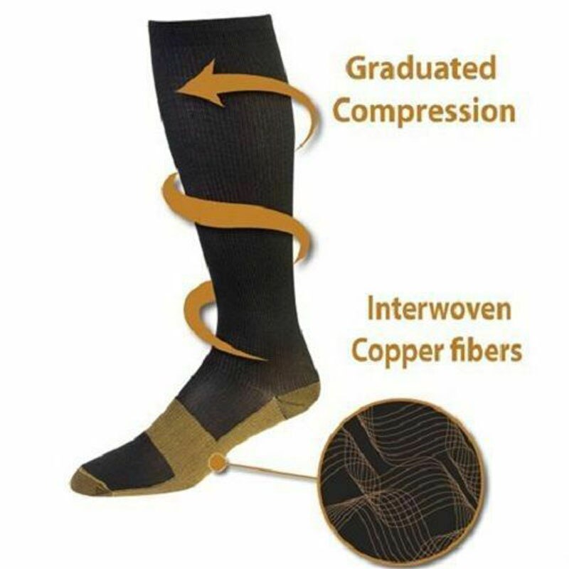 Anty-zmęczeniowe skarpety uciskowe z czystej miedzi podróże w locie anty-zmęczeniowe ochraniacze na kolana wysokie elastyczne skarpety