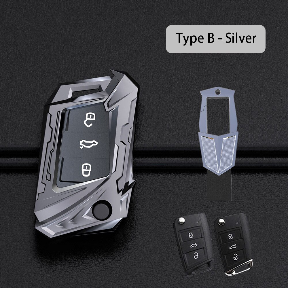 Zinklegering auto afstandsbediening sleutelbehuizing voor volkswagen vw golf 7 mk7 tiguan touran voor skoda octavia  a7 seat leon ibiza: Zilver-b