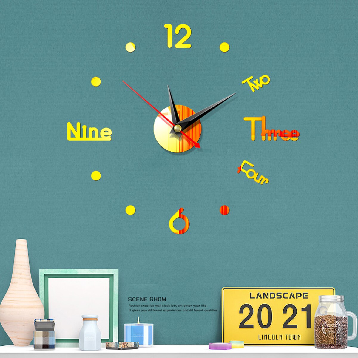 Mirror Sticker Clock Number Shape Wall Clock Posters Solid Color Living Dining Room Modren: 1