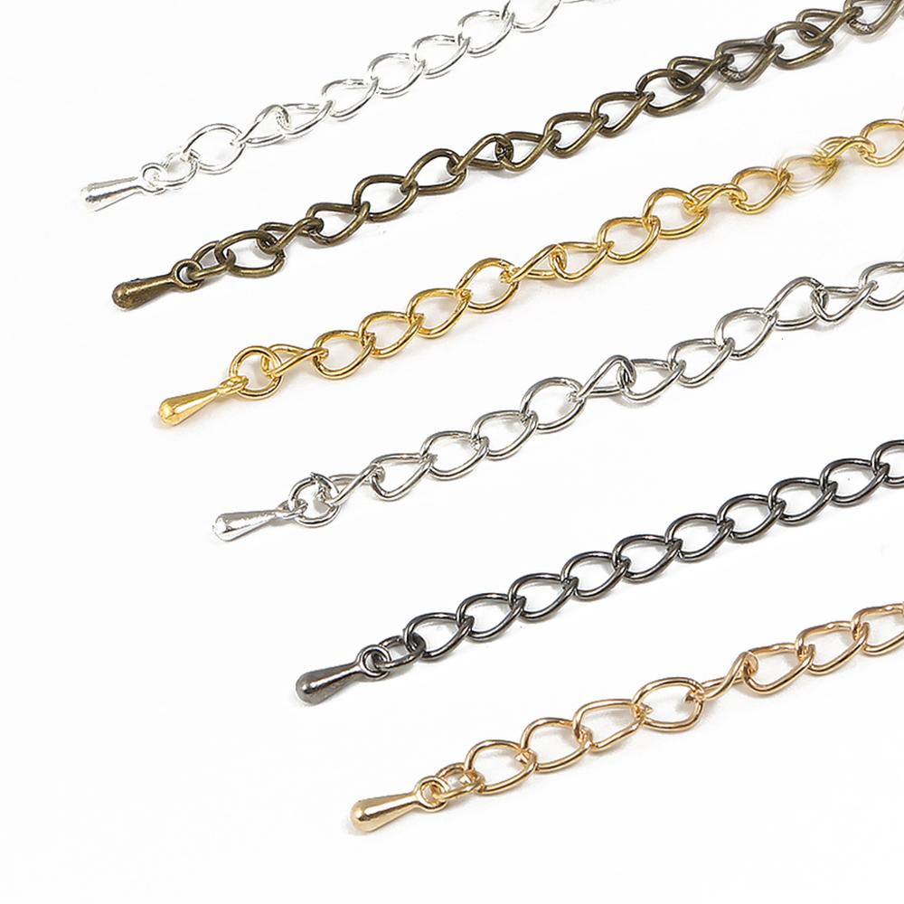 Abalorios de cordón de gotitas de agua para collar, cuentas de extremo para pulsera, extremos de crimpado, cadenas de extensión extendidas, colgante de cierre de cola, 2x7mm, 100 Uds.