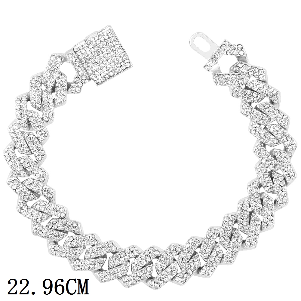 Pulsera de cadena de eslabones cubanos con punta de cristal helado rosa y azul a la para mujer, pulseras cubanas con diamantes de imitación ostentosos, joyería de Hip Hop: Color marrón amarillo