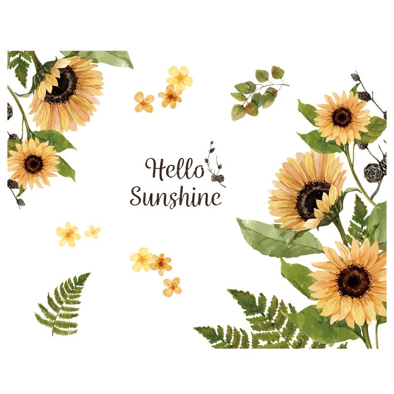 Wall Stickers Flowers for Living Room Home Wall Decorations Sunflower Decals Posters Self-adhesive Vinyl Wallpaper Murals