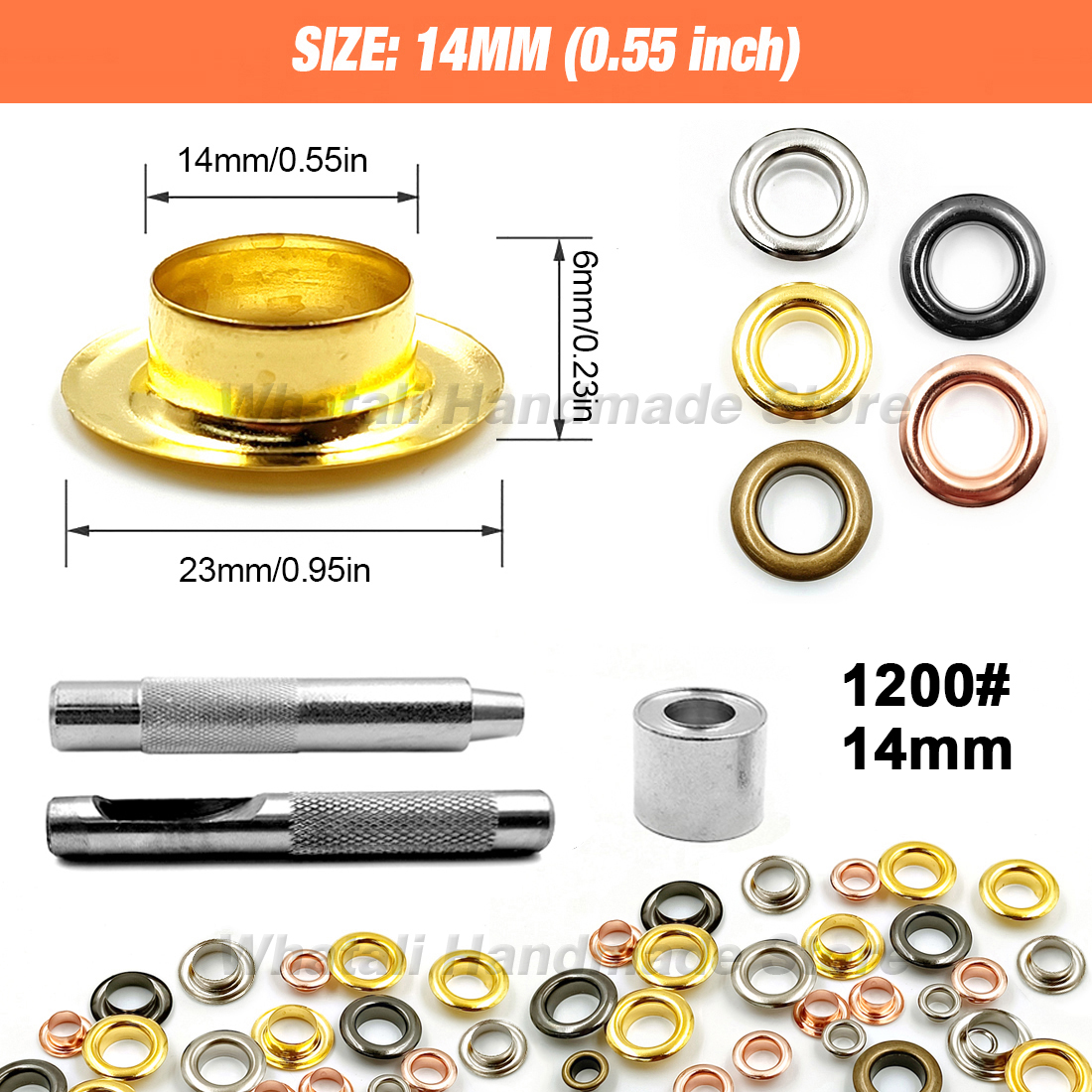 Swpeet 123 Stück - 60 Sets 1/2 Zoll (12 mm) Loch dicke Ösen, 4 Farben, Metallösen, Ösen mit