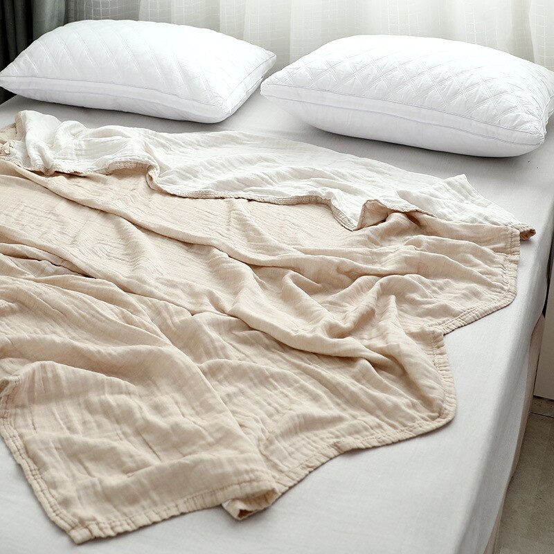 Toalla de gasa de algodón de 3 capas, manta de verano de muselina de algodón para cama, colcha suave para adultos y niños en el sofá de la cama