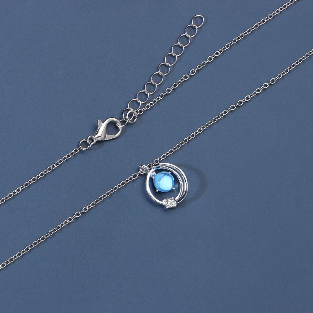 Frauen Halskette Multi Layered Mond Silber Farbe Halskette Blau Kristall Schmuck Geburtstag Party halskette für frauen