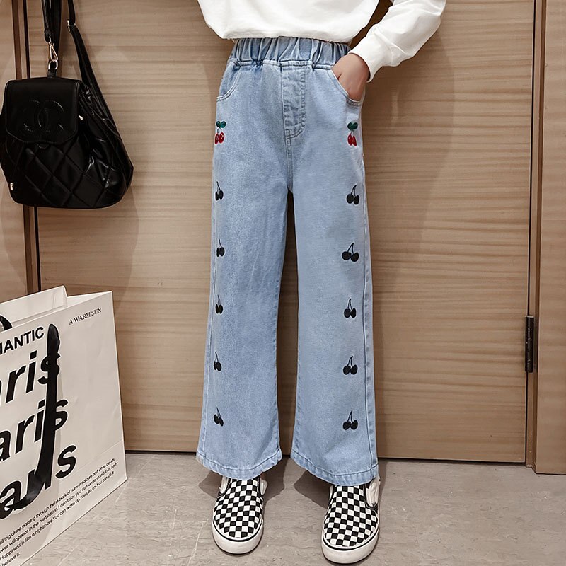 SEAUR Jeans voor meisjes met wijde pijpen, baggy jeansbroek met