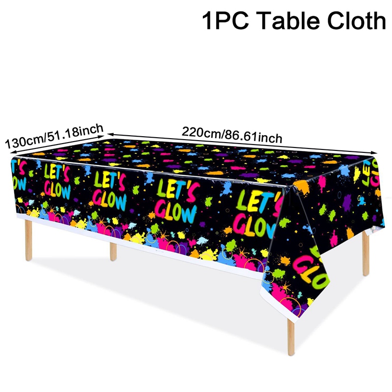 Fluorescent Theme Birthday Disposable Tableware Happy Birthday Party Decoration Paper Plates Napkins Kids Baby Shower Suppies