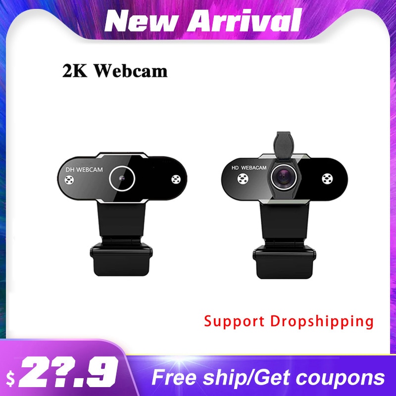 2K Webcam Full Hd 1080P Computer Camera Met Stofkap Webcam Voor Webcast Video Conferentie Webcam 1080P Camara Web Para Pc