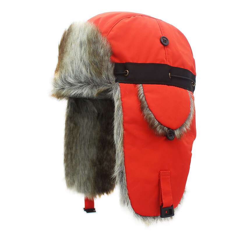 Gorros de invierno para hombre bombardero sombrero de piel rojo cálido gorra a prueba de viento mujeres grueso tartán ruso Ushanka sombrero: 6