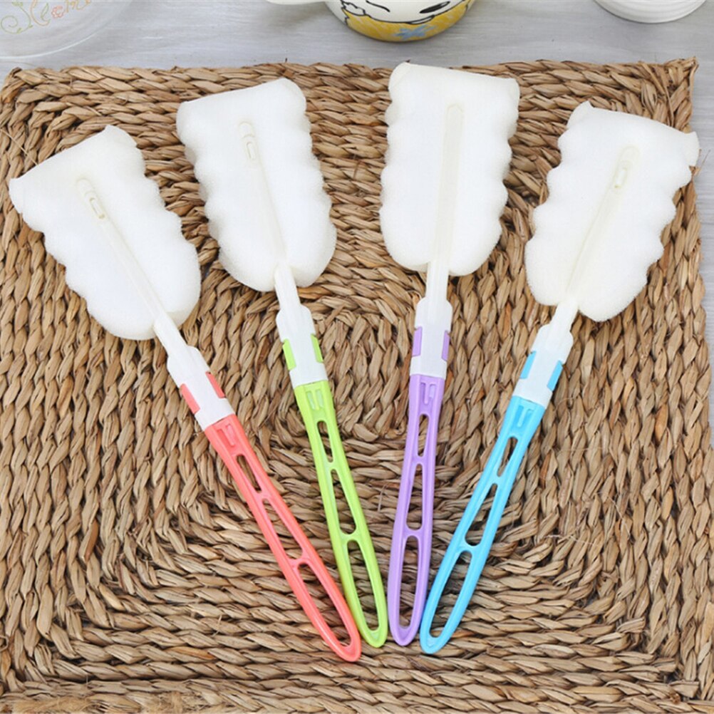 25cm Plastic Handle Baby Bottle Cleaning Tool Cup Cleaner With Strong Decontamination Removable Sponge Cup Brush