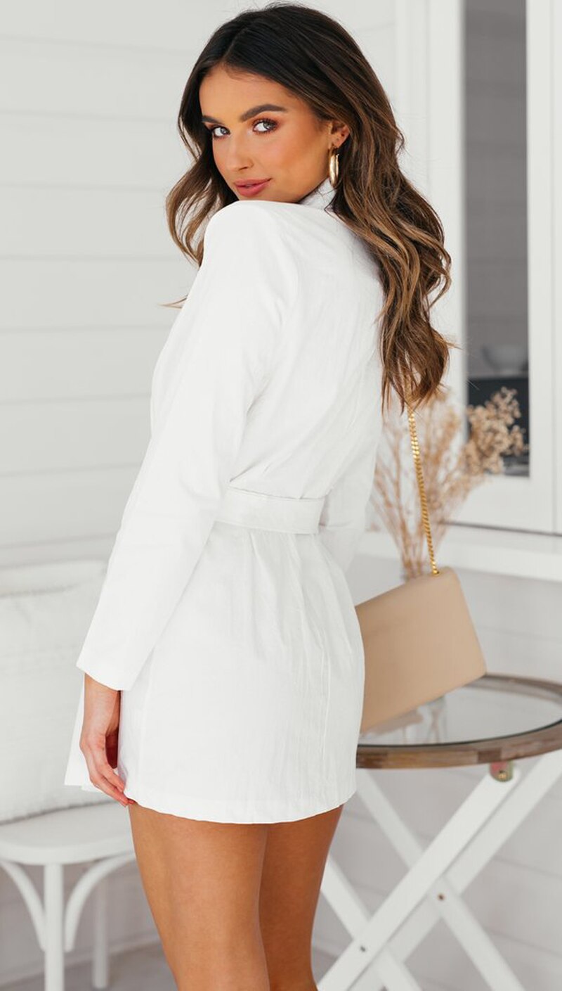 U-swear herfst lange trenchcoat voor dames witte trenchcoat kantoor dame formele trenchcoat sexy v-hals slanke vrouwelijke jas